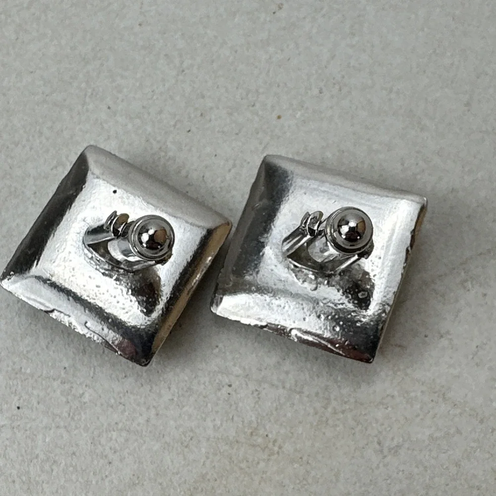 Vintage Anson Cufflinks & Tie Clip Set Silver Black Gold Turquoise Flakes